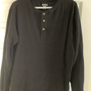 Black Long Sleeve Henley Shirt